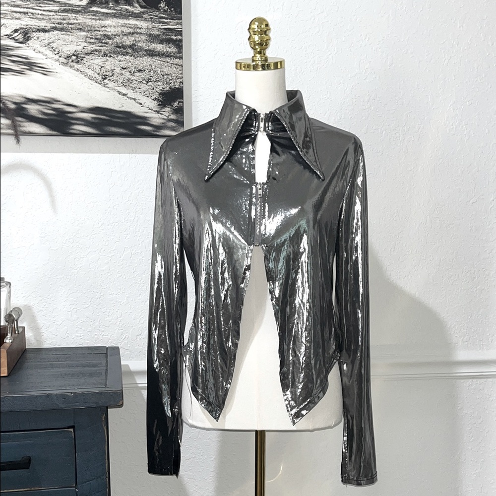 SHEIN Shiny Silver Blazer Large
